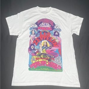 Led Zeppelin Mens White Print Short Sleeve T-Shirt Size M